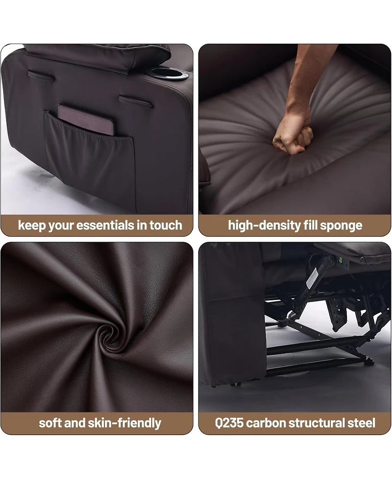 gaomon Pu Leather Recliner: Extra-wide manual recliner with massage, heat, and 1.5× plush arm/back support for ultimate living-room comfort.