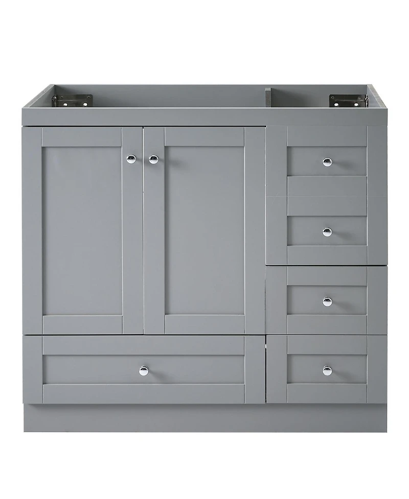 Sillysis 36 Inch Shaker Bathroom Vanity Cabinet, Mdf Storage with Soft Close Drawers and Doors for Small Spaces.