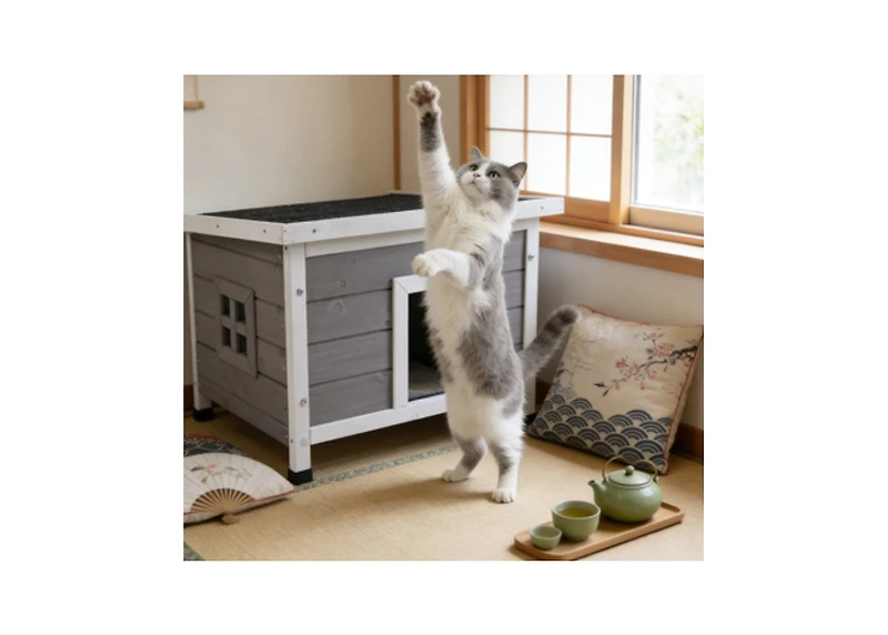 Zeus & Ruta Waterproof Cat House Outdoor Indoor Feral Kitty Shelter with Asphalt Roof for Small Pets