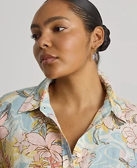 Lauren Ralph Plus Relaxed-Fit Floral Linen Shirt
