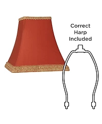 Springcrest Set of 2 Square Lamp Shades Rust Small 5" Top x 9" Bottom x 10" High Spider with Replacement Harp and Finial Fitting