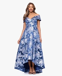 Xscape Women's Off-The-Shoulder V-Neck Gown