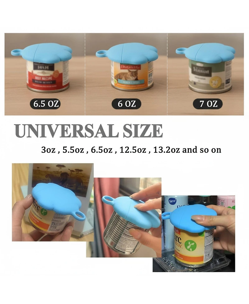 Aronkl 3 Pet Food Can Lids and 1 Spoon Silicone Universal Airtight Reusable Opener Spatula