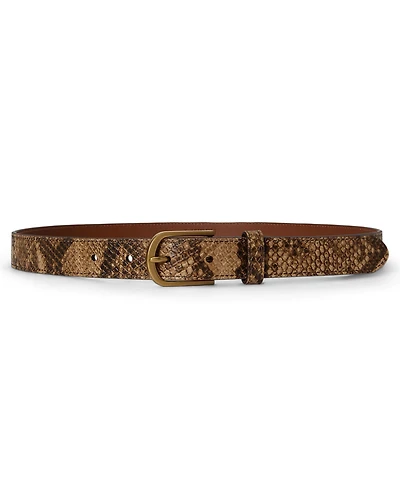 Lauren Ralph Python-Embossed Leather Belt