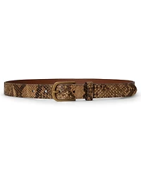 Lauren Ralph Python-Embossed Leather Belt