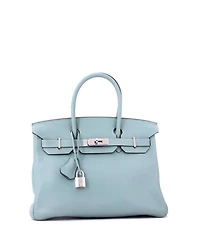 Pre-Owned HERMES Birkin 30 Handbag Blue Swift with Palladium Hardware
