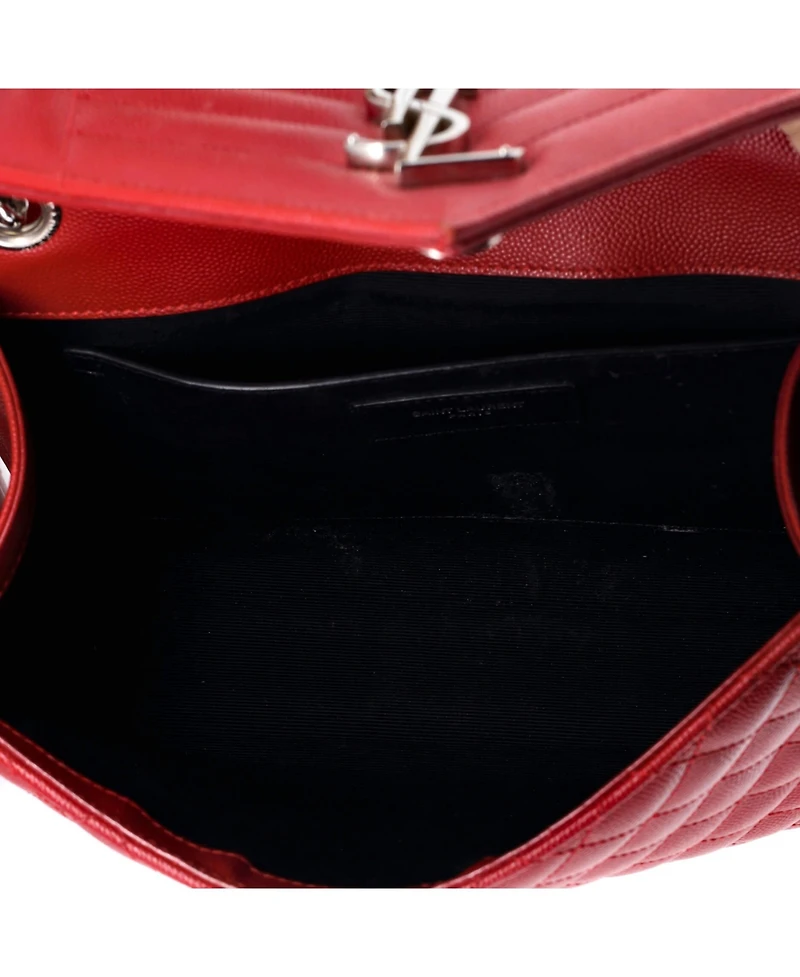Pre-Owned Saint Laurent Medium Classic Monogram Envelope Satchel Mixed Matelasse Leather
