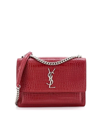 Pre-Owned Saint Laurent Medium Sunset Crossbody Bag Embossed Leather