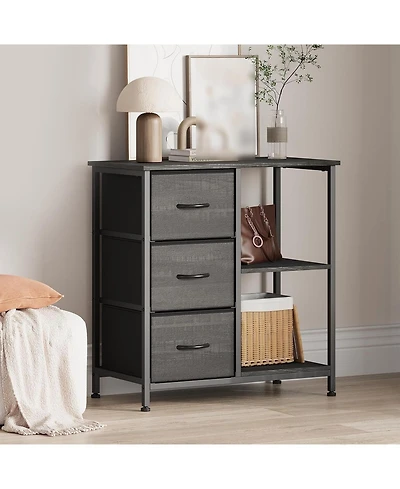 gaomon 3 fabric file cabinet and printer stand with open shelf steel frame-compact under desk organizer.