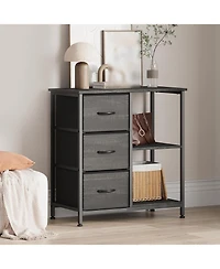 gaomon 3 fabric file cabinet and printer stand with open shelf steel frame-compact under desk organizer.