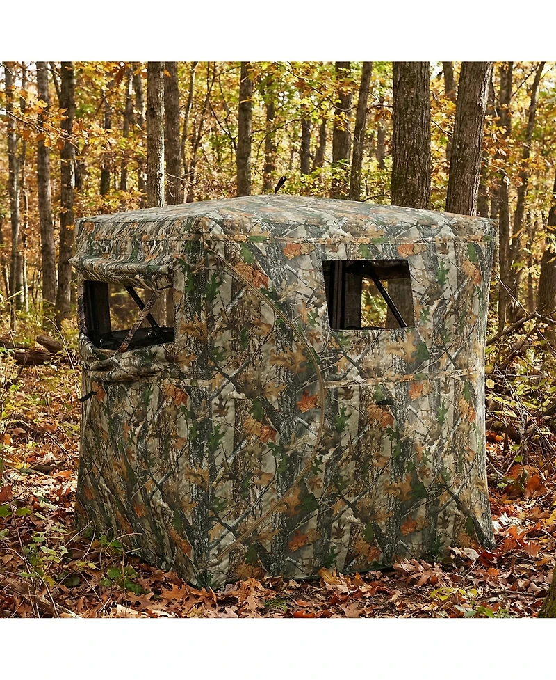 Outsunny Hunting Blind for 2 Person, Pop Up Blind with 270-Degree View