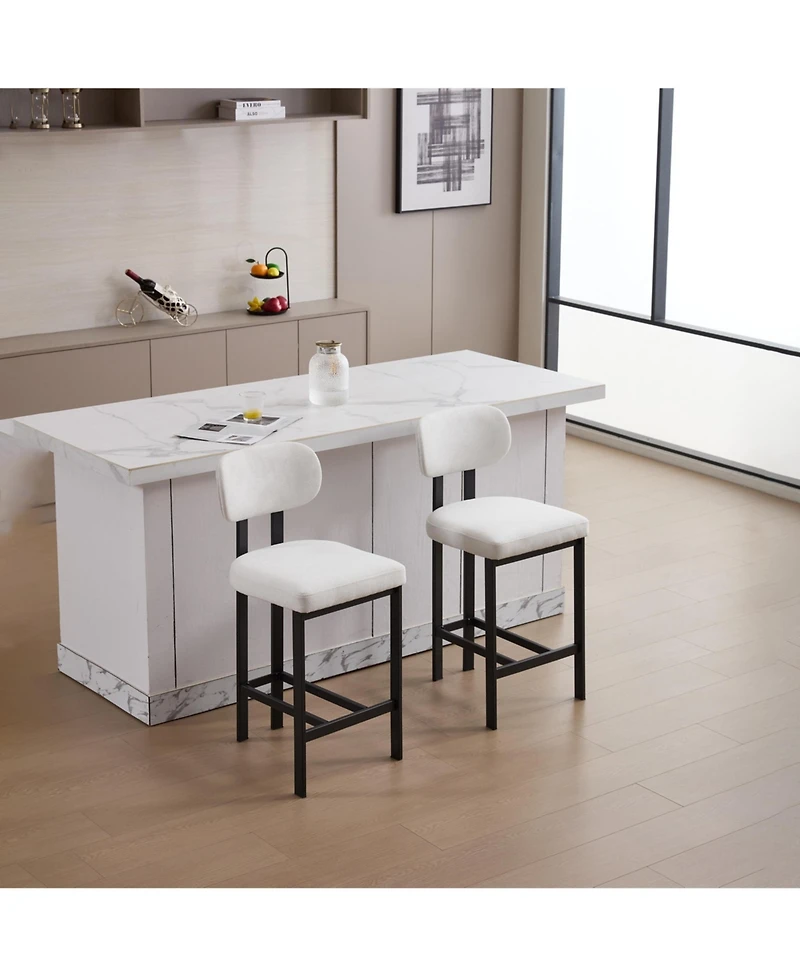 Boyel Living Set of 2 26" Upholstered Fabric Counter-Height Bar Stools with Metal Legs