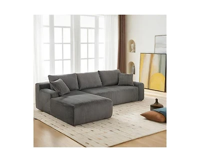 gaomon 106-Inch Modular Sectional Couch with L-Shape- Modern Corduroy Loveseat
