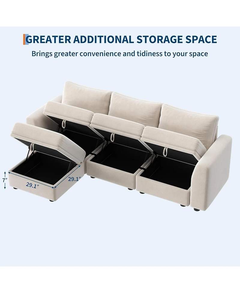gaomon Modular Sectional Sofa-Cloud Sectional Couches- Couch Sectional with Large Storage and Ottoman for Living Room- l-Shape
