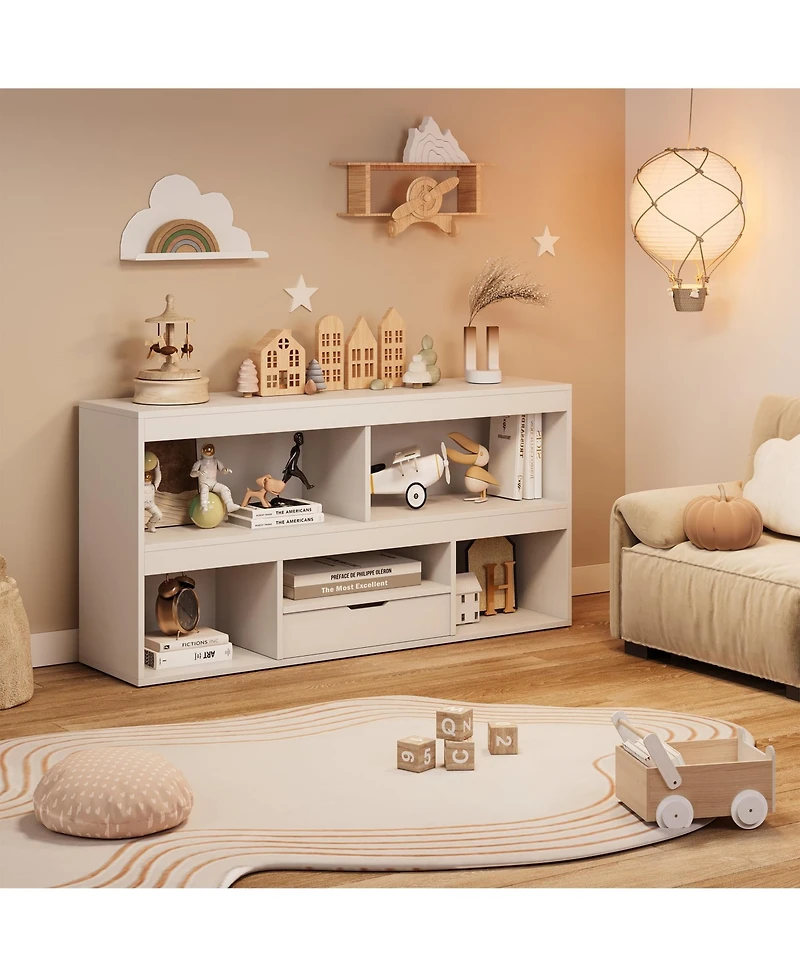 gaomon 2-Tier Kids Bookshelf and Toy Storage Organizer, 5-Cubby Children Bookcase Cabinet