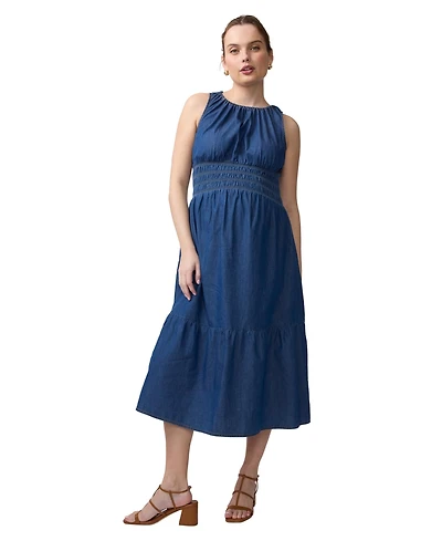Ingrid + Isabel Maternity Sleeveless Chambray Midi Dress
