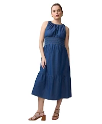 Ingrid + Isabel Maternity Sleeveless Chambray Midi Dress