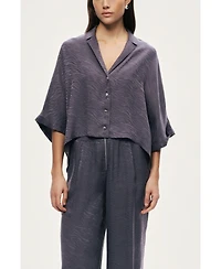 Nocturne Women's Relaxed Short-Sleeve Textured Shirt