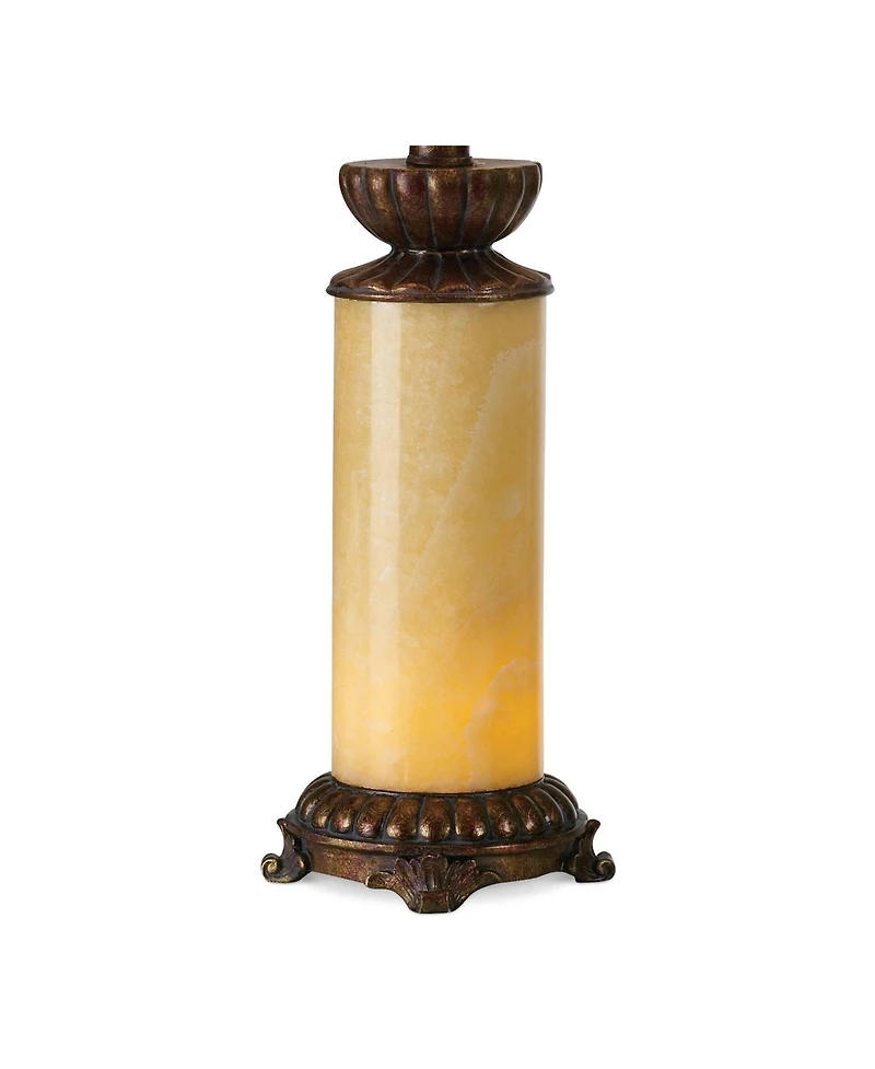 Barnes and Ivy 28.5" Tall Asian Inspired Table Lamps with Onyx Stone and Bell Shades, Set of 2