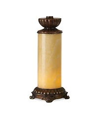 Barnes and Ivy 28.5" Tall Asian Inspired Table Lamps with Onyx Stone and Bell Shades, Set of 2