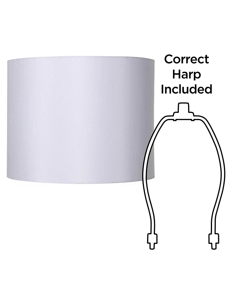Springcrest Set of 2 Drum Lamp Shades Medium 14" Top x 14" Bottom x 11" High Spider with Replacement Harp and Finial Fitting