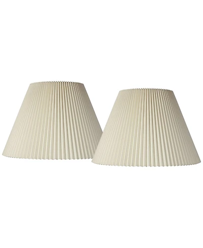 Springcrest Set of 2 Knife Pleat Empire Lamp Shades Large 10.75" Top x 22" Bottom x 15.5" High Spider with Harp and Finial