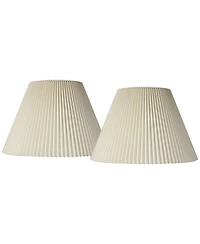 Springcrest Set of 2 Knife Pleat Empire Lamp Shades Large 10.75" Top x 22" Bottom x 15.5" High Spider with Harp and Finial