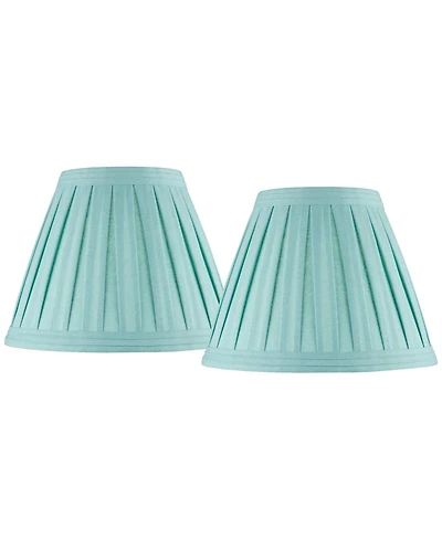Springcrest Set of 2 Pleat Empire Lamp Shades Turquoise Medium 7" Top x 14" Bottom x 11" High Spider Harp and Finial Fitting