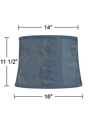 Springcrest Nagano 14" Top x 16" Bottom x 11 1/2" High x 11 1/2" Slant Print Lamp Shade Blue Drum Softback Washer Harp Finial