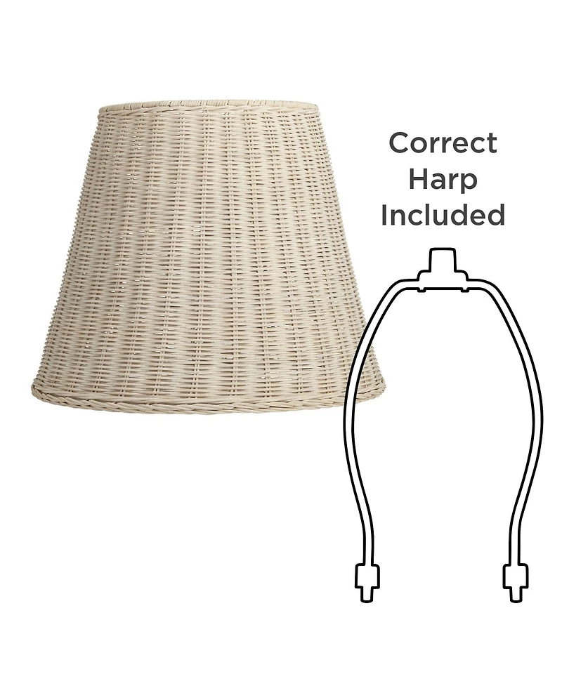 Springcrest 10" Top x 16" Bottom x 13 1/4" High x 13 1/4" Slant Lamp Shade Replacement Medium Rattan Spider Harp Finial