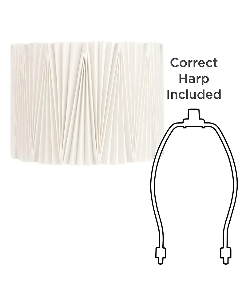 Springcrest 15" Top x 15" Bottom x 11" High x 11" Slant Lamp Shade Replacement Brussels Linen Diamond Pleats Spider Harp Finial