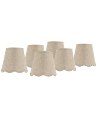 Springcrest 4" Top x 6" Bottom x 5 1/2" High x 5 1/2" Slant Lamp Shade Replacement Set of 6 Fawn Scalloped Clip On Candelabra
