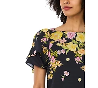 Vince Camuto Women's Crew Neck Tulip-Sleeve Blouse