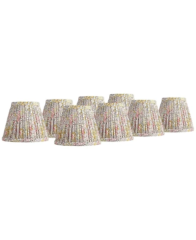 Springcrest Nelle 3 1/2" Top 6" Bottom 5" High 5" Slant Print Lamp Shade Replacement Set of 8 Pleated Clip On Candelabra