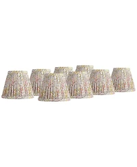Springcrest Nelle 3 1/2" Top 6" Bottom 5" High 5" Slant Print Lamp Shade Replacement Set of 8 Pleated Clip On Candelabra
