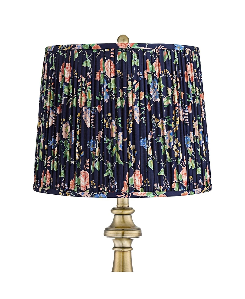 Regency Hill Fairlee 26" High Candlestick Traditional Table Lamp Antique Brass Finish Metal Shade Living Room