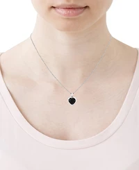 Macy's Onyx (2-3/4 ct. t.w.) and Diamond Accent Heart Pendant Necklace in Sterling Silver