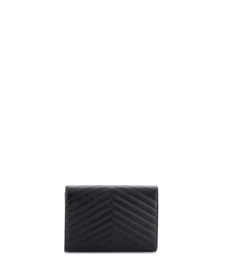 Pre-Owned Saint Laurent Classic Monogram Envelope Wristlet Clutch Matelasse Chevron Leather