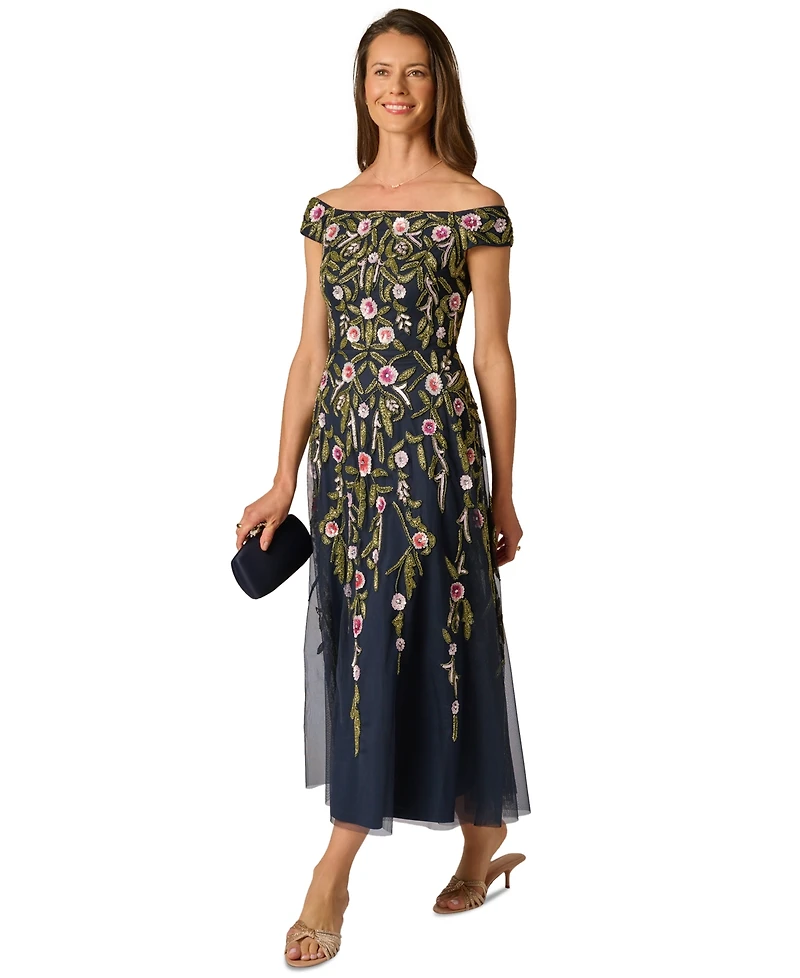 Adrianna Papell Women's Beaded Fit & Flare Dress