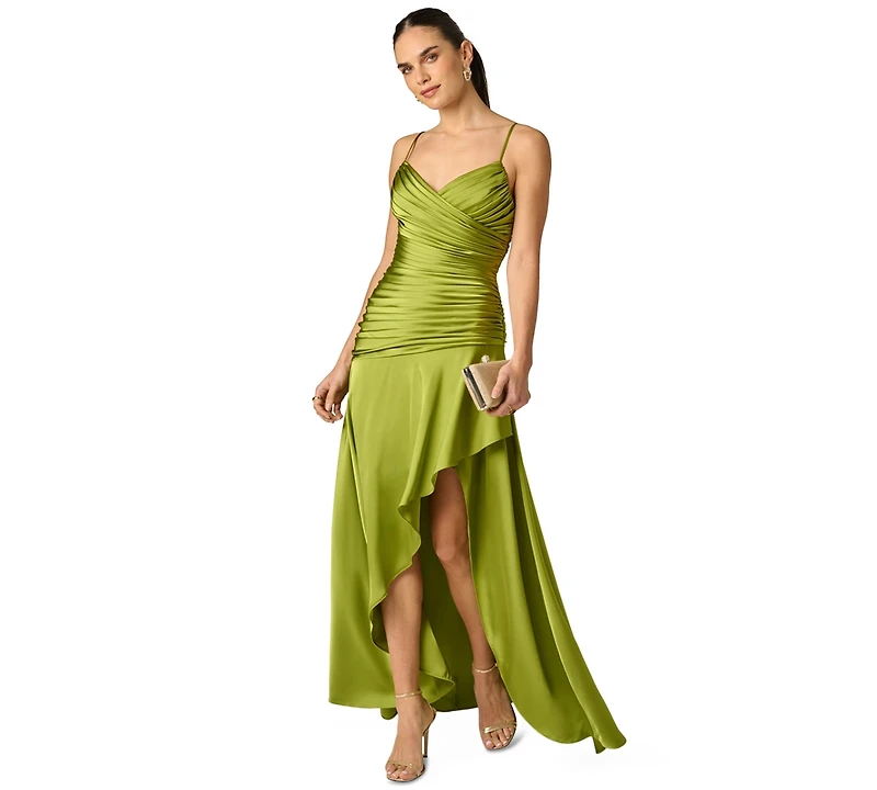 Adrianna Women's Strech V-Neck Satin Dress