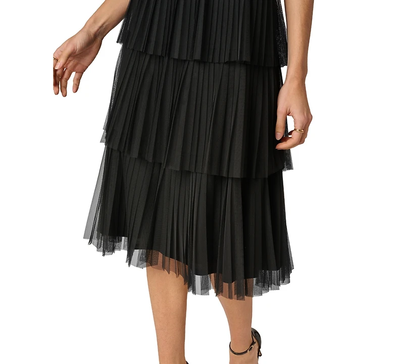 Adrianna Women's V-Neck Mesh Midi Dress