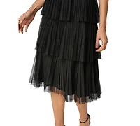 Adrianna Women's V-Neck Mesh Midi Dress