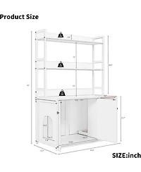 gaomon Hidden Cat Litter Box Enclosure Cabinet with Storage Shelves,52'' with Shelves and Doors, Mark Pad,for Living Room Apartments.