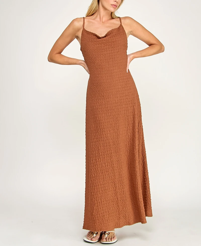 Trixxi Juniors' Sleeveless Cowl Neck Maxi Dress