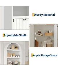 gaomon 72" Tall Arched 5-Tier Bookshelf Cabinet with Double Doors and Adjustable Shelf, Wooden Bookcase