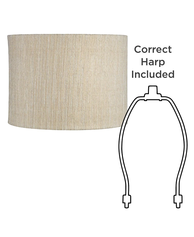 Springcrest Set of 2 Drum Lamp Shades Gold Silver Weave Medium Spider with Harp and Finial Fitting