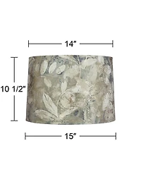 Springcrest Slant Print Lamp Shade Replacement Drum Velvet Leaves Spider Harp Finial