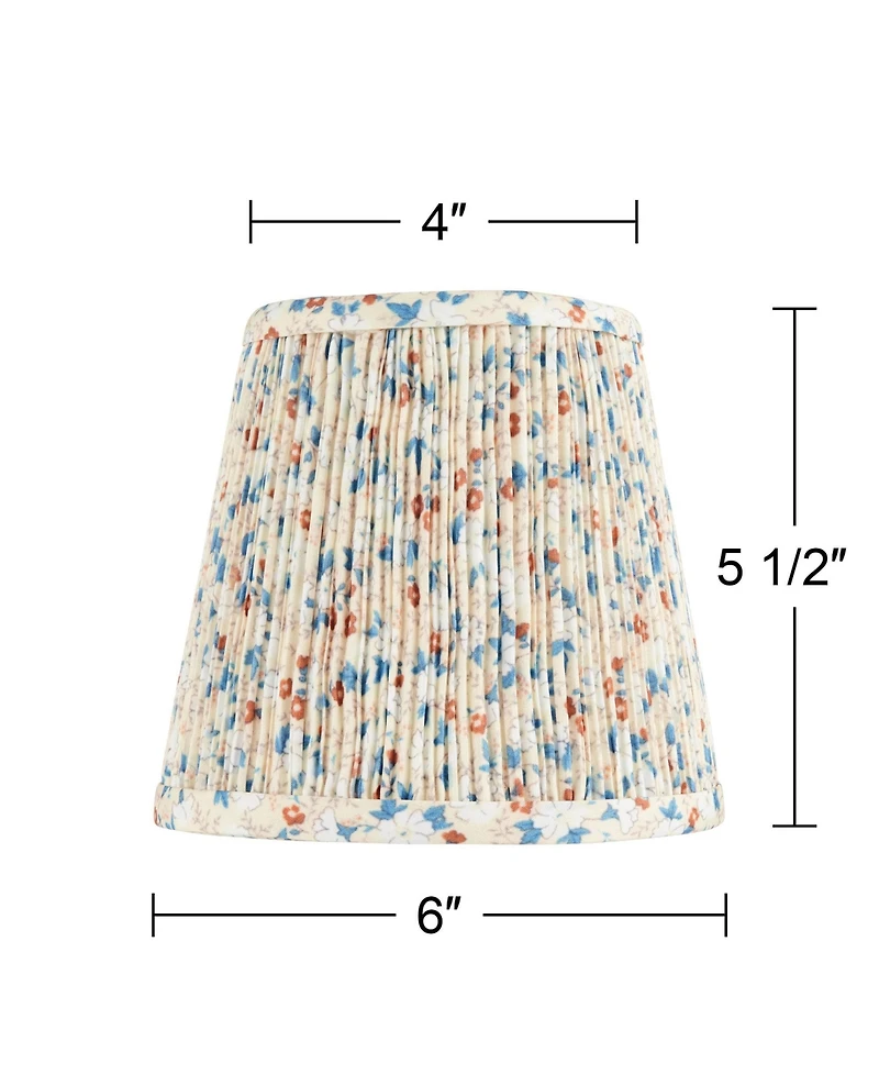 Springcrest 4" Top x 6" Bottom x 5 1/2" High x 5 1/2" Slant Print Lamp Shade Replacement Set of 6 Leaf Pleated Clip On