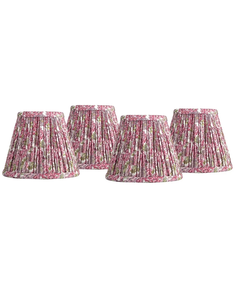 Springcrest Nelle 3 1 2 Top x 6 Bottom x 5 High x 5 Slant Print Lamp Shade Replacement Set of 4 Pleated Clip On Candelabra