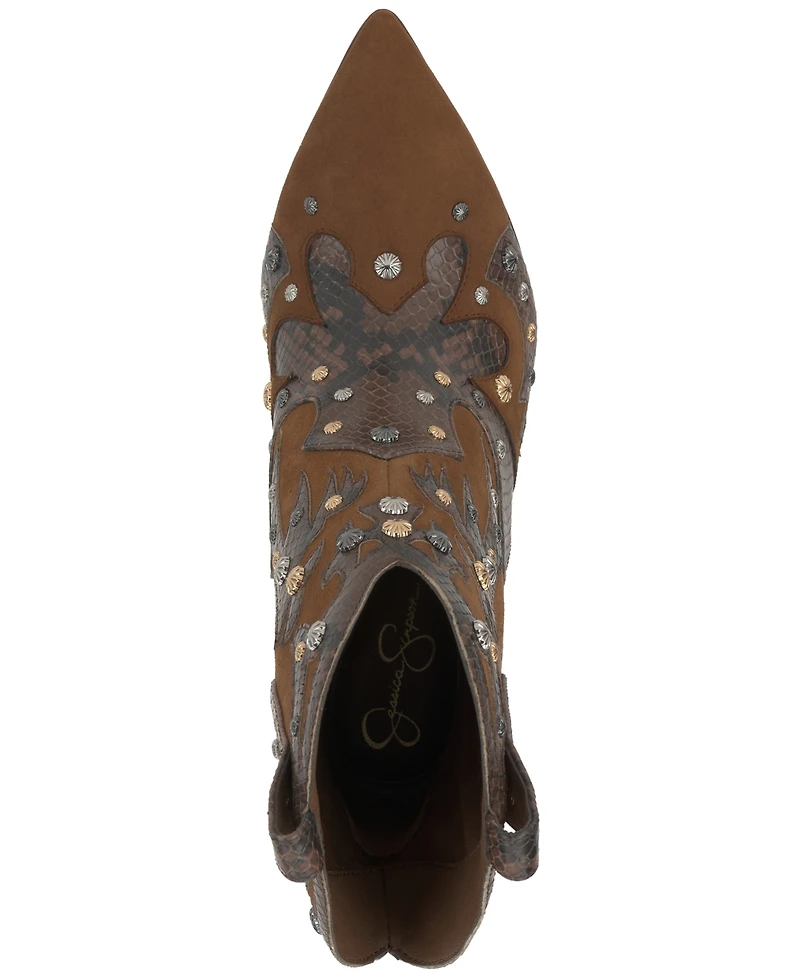 Jessica Simpson Women's Palieve Stiletto Studded Western Dress Booties